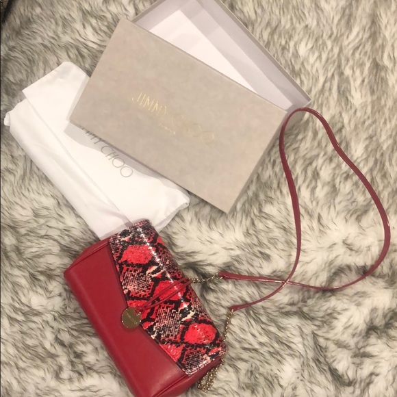 NWT SNAKESKIN JIMMY CHOO CROSSBODY - Picture 1 of 8